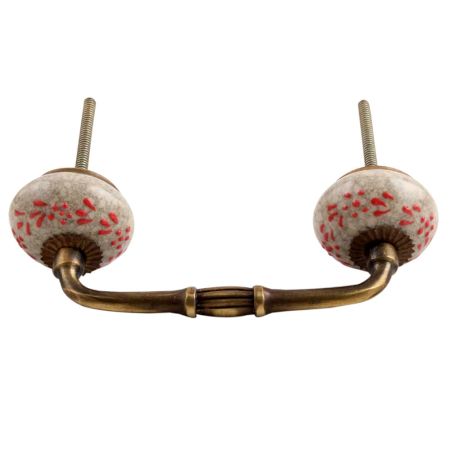 Red Embossed Crackle Ceramic Bridge Handle